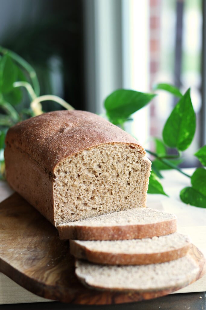 Fresh milled flour bread next to a grain mill, Grains to Greatness Bakery, London KY